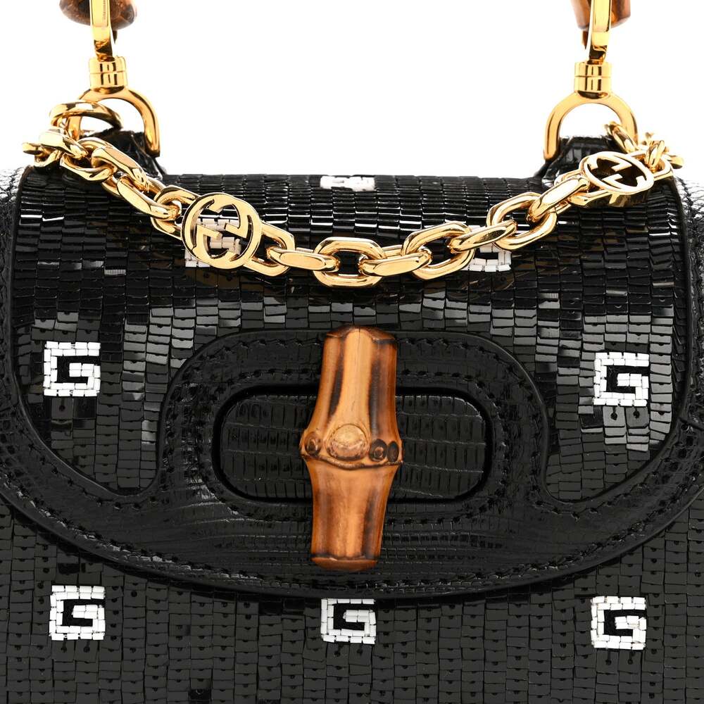 Gucci Sequin Lizard Embossed Gg Mini #294135G18B - Picture 8 of 11